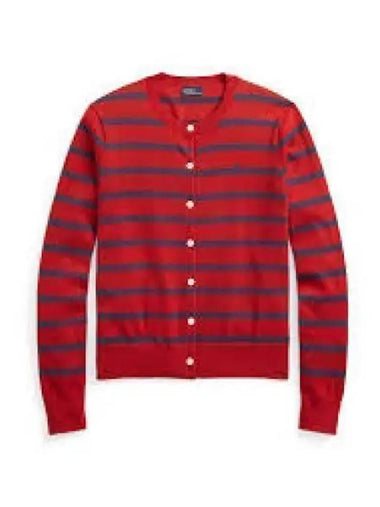 W Striped Cotton Blend Cardigan Red 1236403 - POLO RALPH LAUREN - BALAAN 1