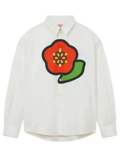 Pop Printed Casual Poplin Long Sleeve Shirt White - KENZO - BALAAN 2