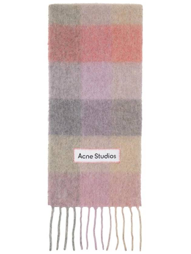 Studios Mohair Check Muffler Fuchsia Lilac Pink - ACNE STUDIOS - BALAAN.