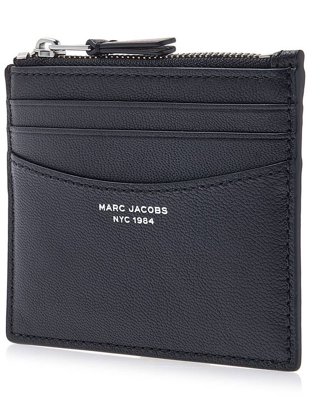 The Slim 84 Logo Print Leather Card Wallet Black - MARC JACOBS - BALAAN.