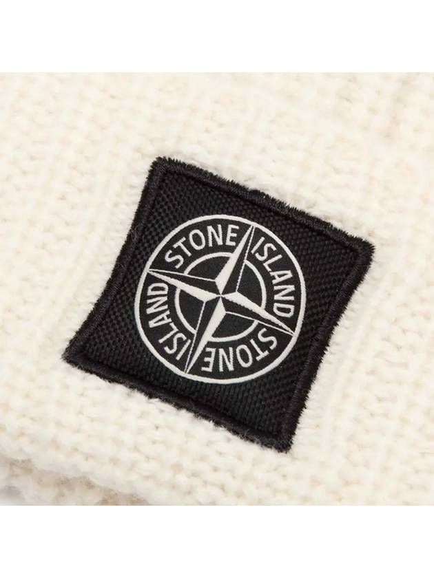 Wappen Patch Wool Beanie Ivory - STONE ISLAND - BALAAN 5