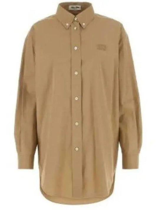 Logo Poplin Overfit Shirt Khaki MK162610RGF0241 1324905 - MIU MIU - BALAAN 1