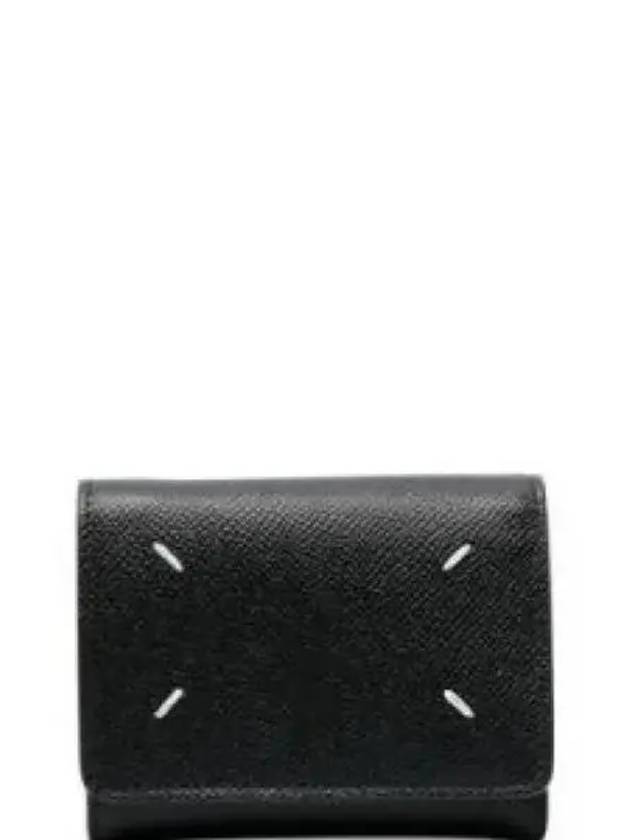 Stitch Leather Tri-Fold Half Wallet Black - MAISON MARGIELA - BALAAN 2