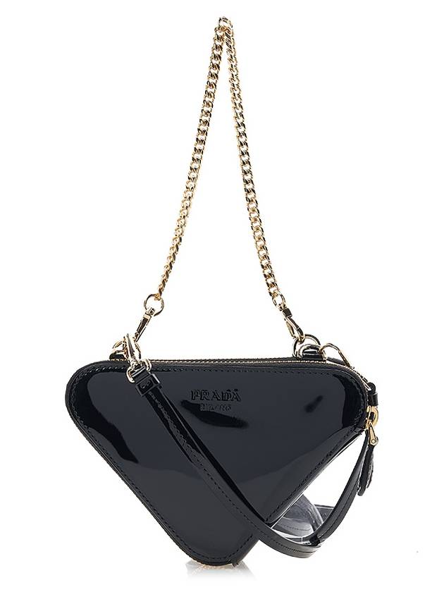 Triangular Patent Leather Mini Pouch Bag Black - PRADA - BALAAN 4