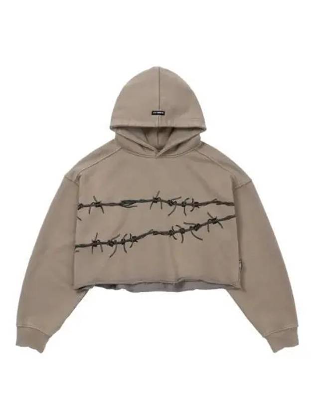 Barbed wire crop hoodie beige - AJOBYAJO - BALAAN 1