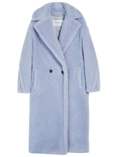 Women's Teddy Bear Icon Shearling Coat Light Blue - MAX MARA - BALAAN 1