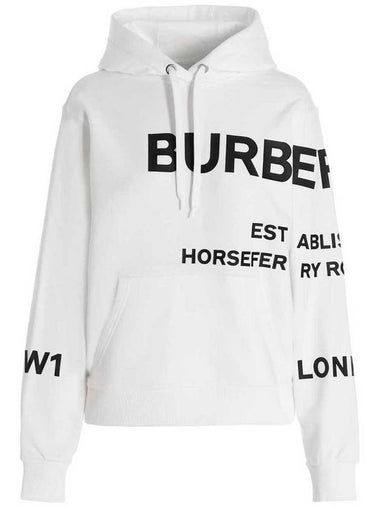 Horseferry Print Hooded Top White - BURBERRY - BALAAN 1