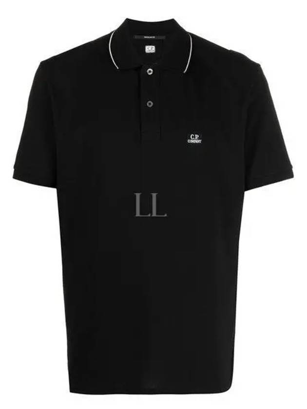 Men's Logo Patch Short Sleeve Polo Shirt Black - CP COMPANY - BALAAN 2