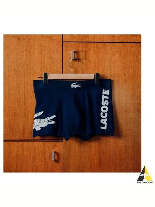 Men s Mismatched Stretch Cotton Trunks 3 Pack Navy - LACOSTE - BALAAN 1