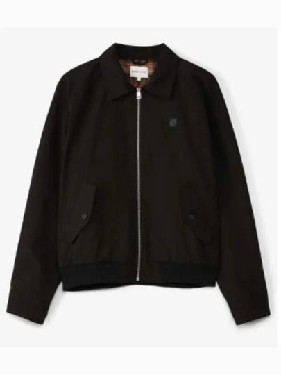 Harrington Technical Cotton Gabardine with Bold Fox Head Patch Jacket Black - MAISON KITSUNE - BALAAN 2