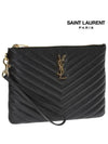 Matelasse Monogram Logo Strap Clutch Bag Black - SAINT LAURENT - BALAAN 4