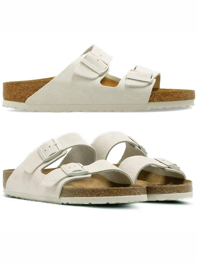 Arizona Suede Leather Slippers Antique White - BIRKENSTOCK - BALAAN 2