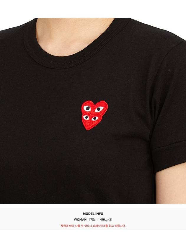 Women's Double Red Waffen Short Sleeve T-Shirt P1 T287 1 Black - COMME DES GARCONS PLAY - BALAAN 7