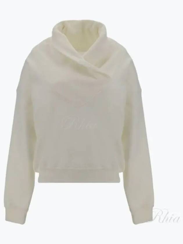 V-Neck Drop Shoulder Sweatshirt White - SAINT LAURENT - BALAAN 2