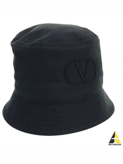 V Logo Signature Cotton Bucket Hat Black - VALENTINO - BALAAN 2