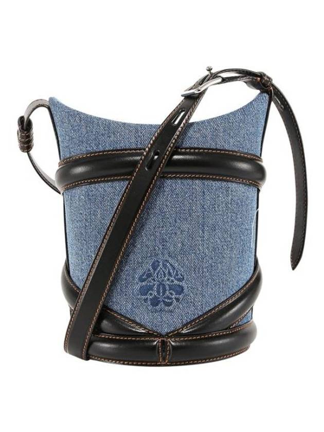 The Curve Two-Tone Denim Bucket Bag Blue Black - ALEXANDER MCQUEEN - BALAAN 4