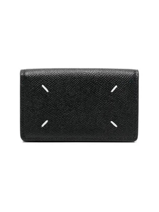 Stitched Leather Card Wallet Black - MAISON MARGIELA - BALAAN 2