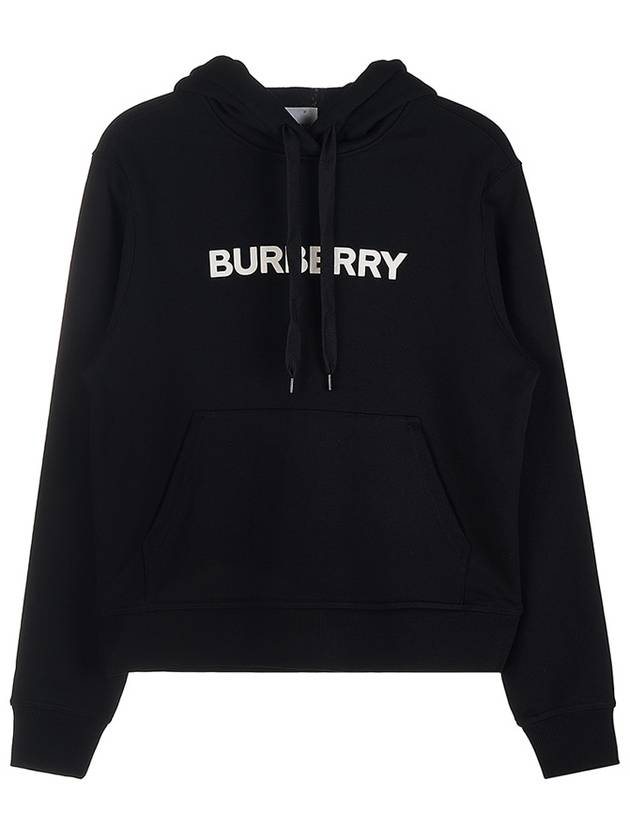 Logo Print Cotton Oversized Hoodie Black - BURBERRY - BALAAN 11