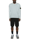 Raw Hand Cotton Crewneck Knit Top Sky Blue - STONE ISLAND - BALAAN 3