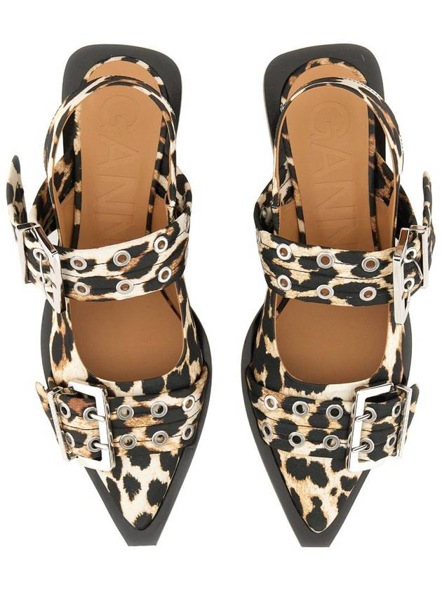 Leopard Satin Feminine Buckle Ballerina Brown - GANNI - BALAAN 5