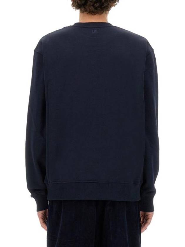 Embroidered Heart Logo Sweatshirt Navy - AMI - BALAAN 4