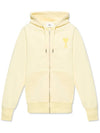 Heart Logo Patch Zip Up Hoodie Yellow - AMI - BALAAN 1