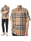 Linen Tartan Check Short Sleeve Shirt Brown - BURBERRY - BALAAN 2