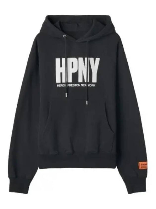 Heron Preston Logo Print Hooded Black Sweatshirt - HERON PRESTON - BALAAN 1