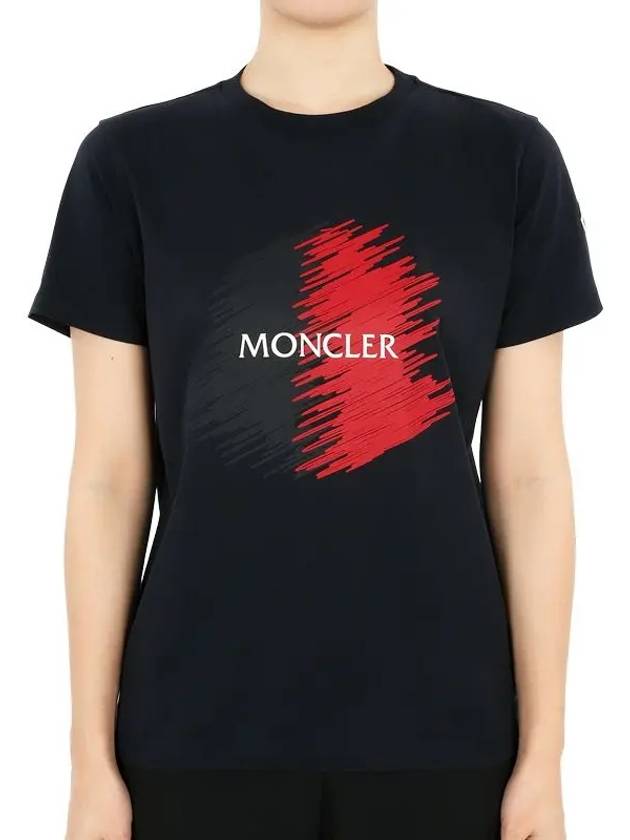 Kids Infant Scribble Logo Short Sleeve Navy 8C00022 89AFV 778 12 14A Adults can wear - MONCLER - BALAAN 1