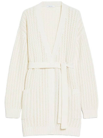 Belted long sleeve cardigan white - MAX MARA - BALAAN 2