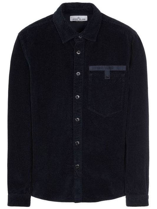 Logo Oversized Cotton Long Sleeve Shirt Navy - STONE ISLAND - BALAAN 2