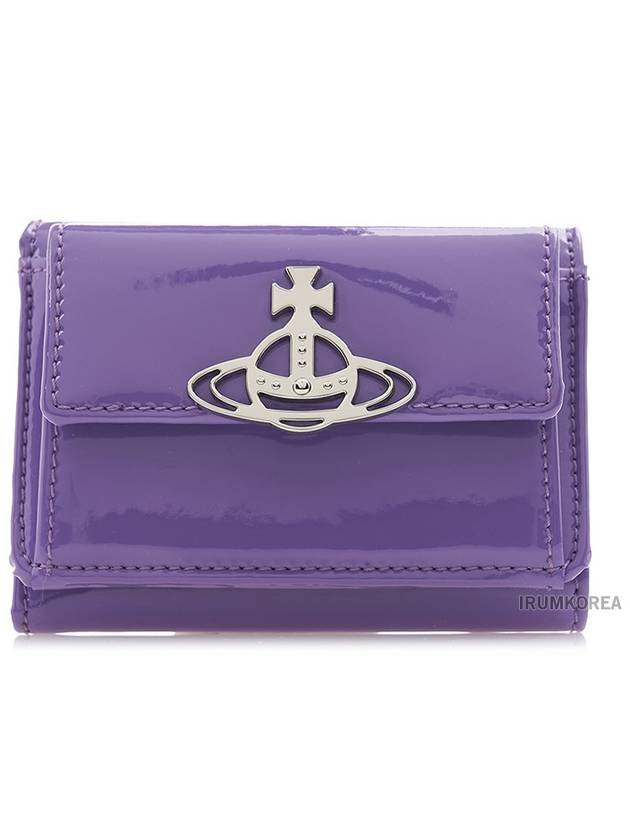 Logo Tri-Fold Patent Leather Half Wallet Purple - VIVIENNE WESTWOOD - BALAAN 2