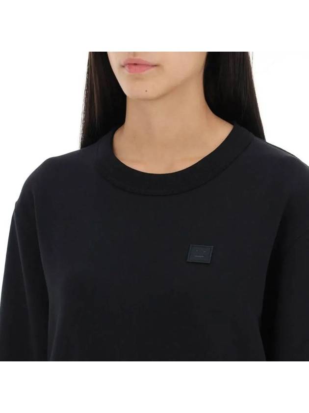 Logo Patch Regular Fit Crew Neck Sweatshirt Black - ACNE STUDIOS - BALAAN 5