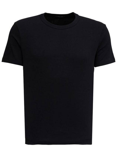 Cotton Crew Neck Short Sleeve T-Shirt Black - TOM FORD - BALAAN 2