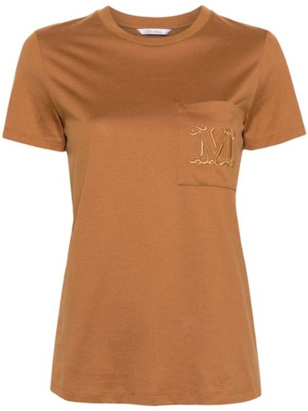 Logo Cotton Short Sleeve T-Shirt Brown - MAX MARA - BALAAN 2