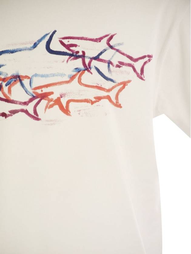 Cotton T-shirt with Shark print - PAUL & SHARK - BALAAN 4