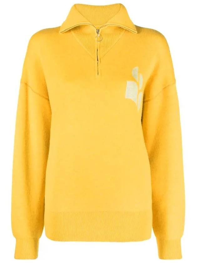 Azra Logo Half Zip Up Knit Top Yellow - ISABEL MARANT - BALAAN 2