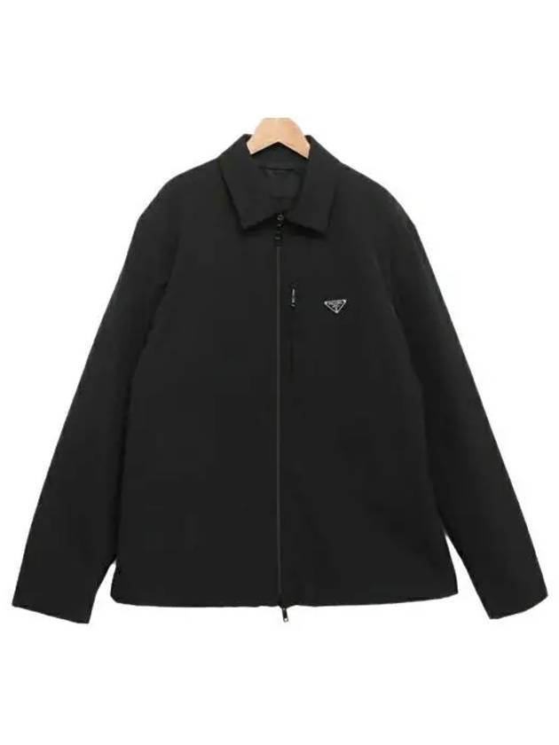 Triangle Logo Shirt Zip Up Jacket Black - PRADA - BALAAN 2