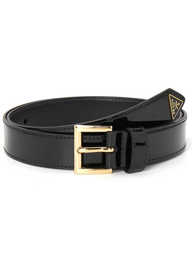 Triangle Logo Patent Leather Belt Black - PRADA - BALAAN 2