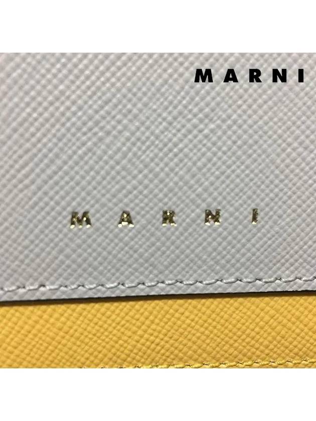 Color Block Saffiano Handle Pouch Bag Yellow Grey - MARNI - BALAAN 9