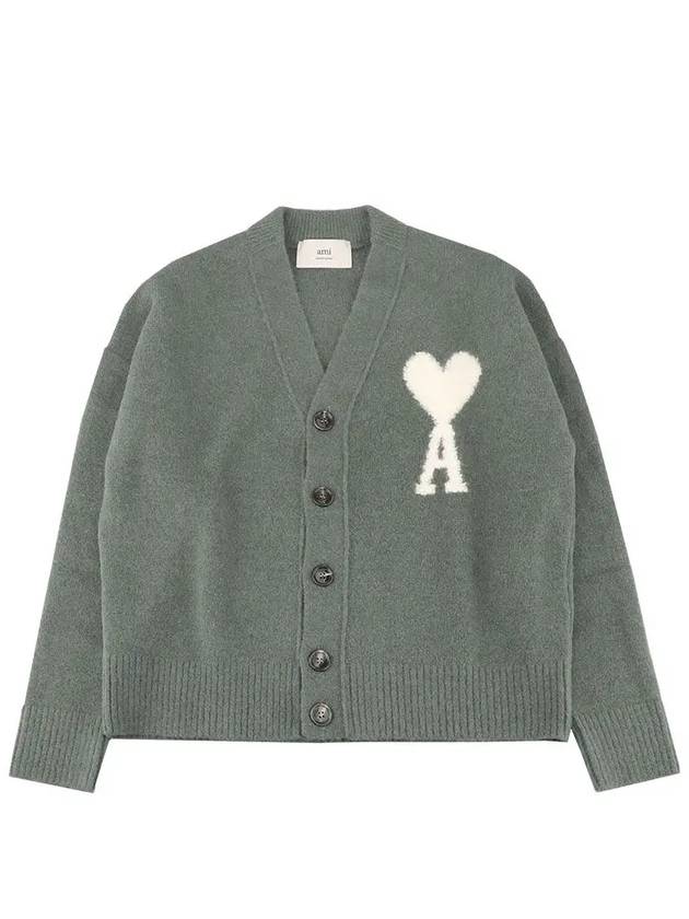 Intarsia Logo Knit Cardigan Antique Clay - AMI - BALAAN 2