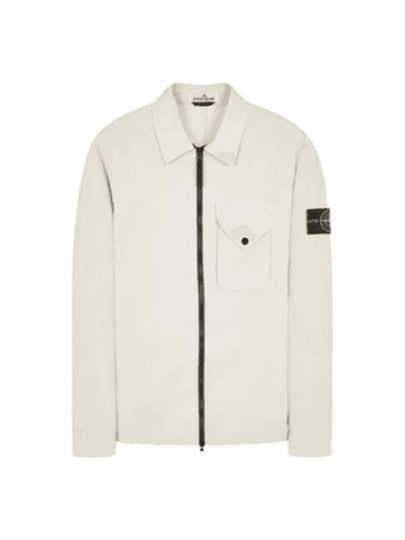 Stretch Cotton Gabardine Overshirt Jacket Stucco - STONE ISLAND - BALAAN 2