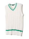 Cable color scheme V-neck knit vest IVORY GREEN - 20THHOLE - BALAAN 9