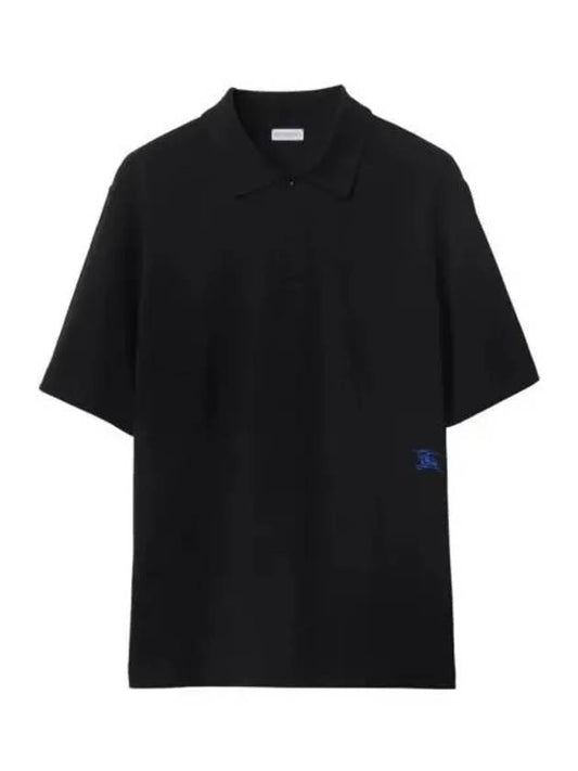 Equestrian Knight Cotton Polo Shirt Black - BURBERRY - BALAAN 2