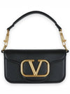 V Logo Buckle Calfskin Small Shoulder Bag Black - VALENTINO - BALAAN 3