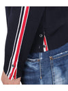 Men's Navy Three Stripes Signature Stripe Trimmed Wool Knit - THOM BROWNE - 8