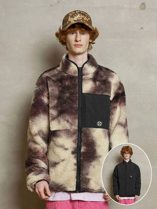 Reversible Fleece Jacket Beige Black - UNALLOYED - BALAAN 2