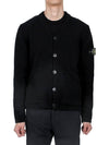 Wappen V Neck Cotton Knit Cardigan Black - STONE ISLAND - BALAAN 3