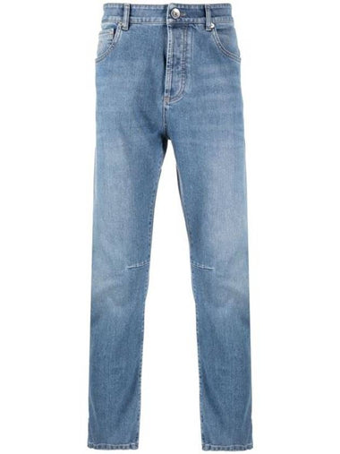 Low Rise Tapered Leg Denim Straight Jeans Blue - BRUNELLO CUCINELLI - BALAAN 1