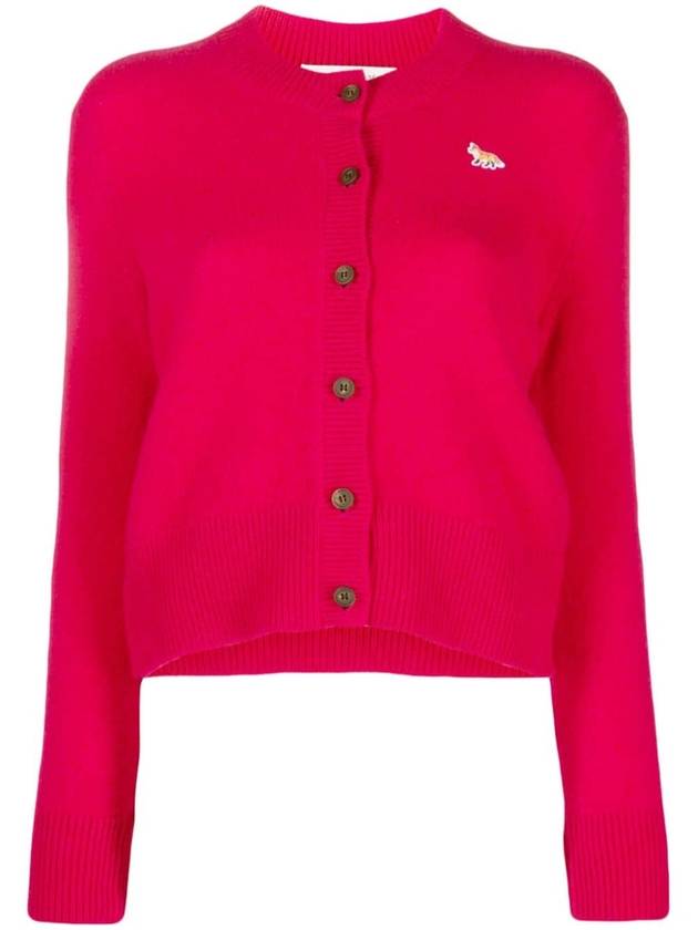 Baby Fox Patch Wool Cardigan Fuchsia - MAISON KITSUNE - BALAAN 1